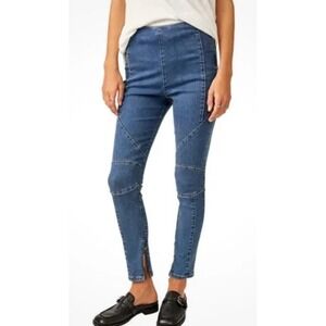 We The Free People Bella Moto Mid Rise Skinny Jeans Zipper Legs Prophecy NWT 28